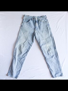90s Vintage Bugle Boy Gold Crest Jeans Mens Light Wash Relaxed Fit Baggy 32